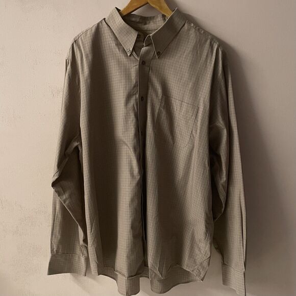 Vintage Eddie Bauer Men's Tan/Red Plaid Long Sleeve Button Down Shirt EUC Sz XL - Picture 9 of 12